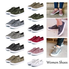 Womens Canvas Shoes Low top Sneakers Fashion Casual Travel Walking Tennis Shoes