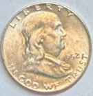 1952-D Franklin Silver Half Dollar - Lustrous WHITE UNC - Strong Full Bell Lines
