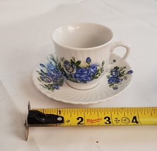 Vintage Miniature Tea Cup With Saucer. Pretty Blue Flower Pattern. perfect tea