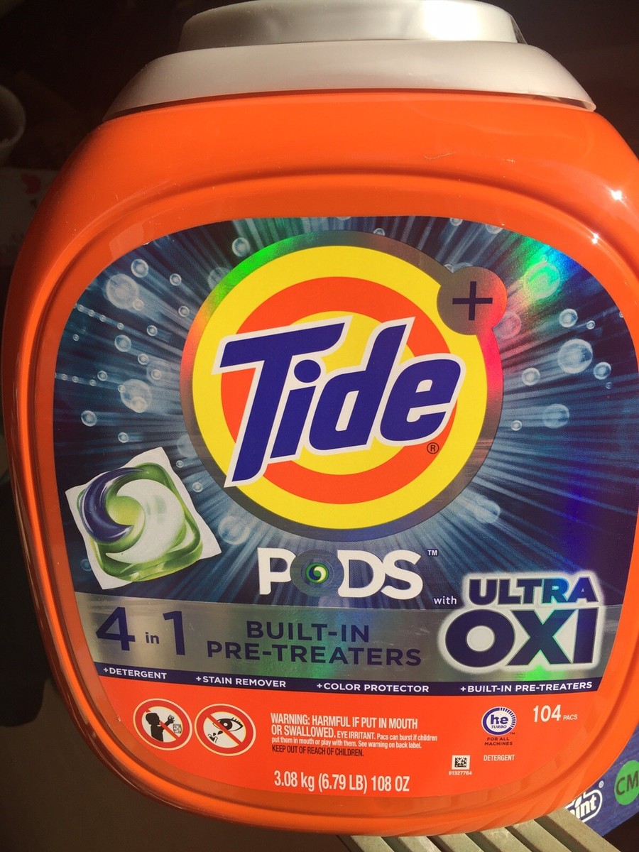 Tide Pods with Ultra Oxi HE Laundry Detergent Pods, 104-count