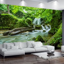 Papier peint forêt arbres plantes ruisseau d'eau photo murale décoration chambre