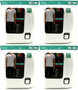 3 White Tall Man XLT 46-48 Inch V-Neck T-Shirts Fruit Of The Loom 117-122 CM