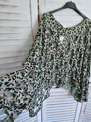 Ultra oversized Lochi Leo Shirt destroyed made in Italy onesize bis 50 khaki