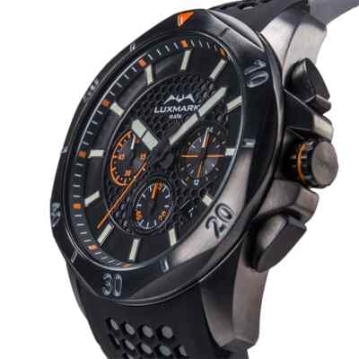 Luxmark Men's 44mm Watch   100M WR, Orange and Black Dial, Luminous, Sapphire K1