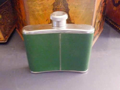 Stones Original Green Ginger Wine Hip Flask Advertising Green Colour Golf - Picture 3 of 5