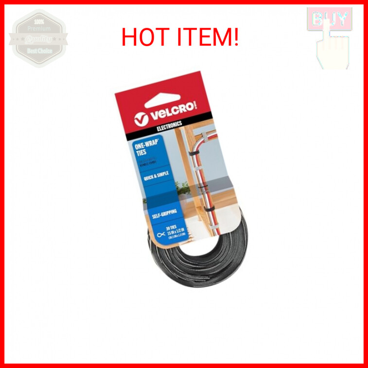 VELCRO ONE WRAP Thin Ties - Strong Reusable Fasteners for Wires and Cables
