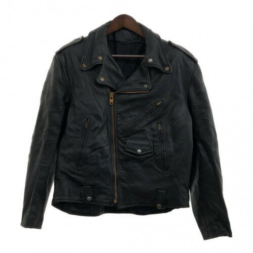 vintage 70s Leather Double Riders Jacket Outerwear XL Black vintage 70s Leather Double Riders Jacket Outerwear XL Black