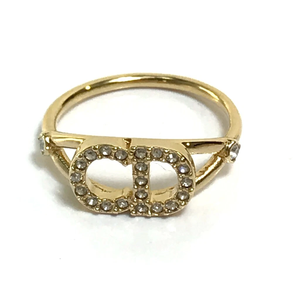 CHRISTIAN DIOR CD logo crystal CLAIR D LUNE Accessories Ring Gold