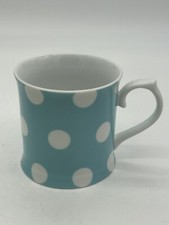 CR Table Blue Mug with White Polka Dots Scroll Handle