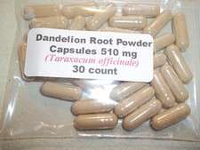 Dandelion Root Powder Capsules Taraxacum officinale 510 mg - 30 Count