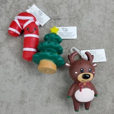 Merry & Bright Christmas Holiday Dog Toy Set of 3 Vinyl with Squeaker