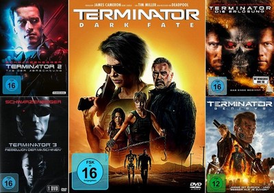 Terminator 2+3+4+5+6 Abrechnung-Rebellion-Erlösung-Genisys-Dark Fate     | 5-DVD