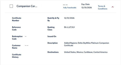 #ad #ad Delta Companion Certificate exp:12 31 2026 $160.00