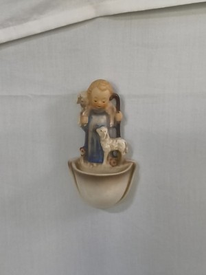Mounted Goebel Hummel Good Shepard Holy Water Font Porcelain Figurine