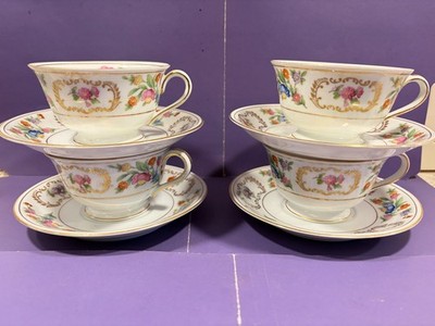 Noritake Occupied Japan DRESELDA Pattern 40s/50s Set of Four Cup and Saucer Sets