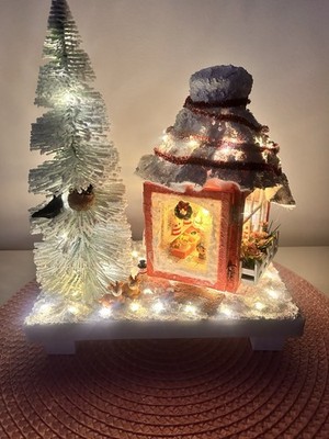 Weihnachten Advent Gesteck Mini Micro Wichtel Frau Weihnachtsmann Mrs Claus LED