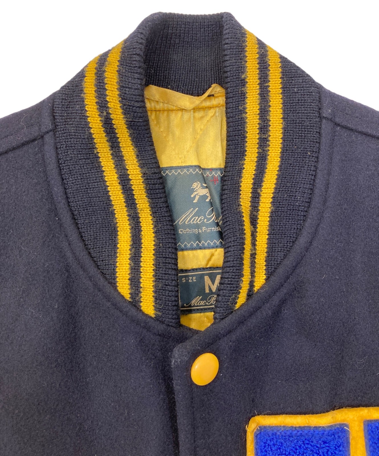 MACBETH Leather switch stadium jacket Size: M Nav… - image 3