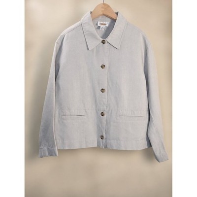 Talbots Petites Light Blue Linen Blend Jacket Quiet Luxury Minimalist Layering P