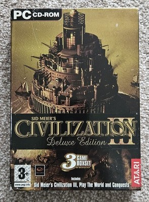 Sid Meier's Civilization III 3 Deluxe Edition PC CD-ROM Jewel Case & Schutzhülle