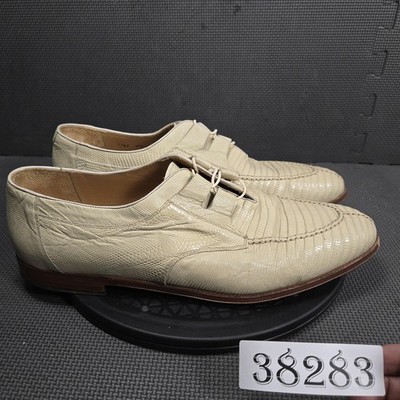 Paolo De Marco Shoes Mens Size 15M Beige Lizard Leather Derby Dress Italy 970