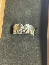 Silver Elephants Band Ring, Stamped 925, Size M