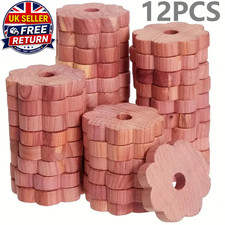 12Pcs Cedar Wood Blocks & Flower Rings, Natural Moth Repellent for Wardrobe, Dra