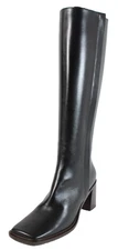 THE ROW Black Leather Square Toe Block Heel THE PATCH Knee-High Boots 39