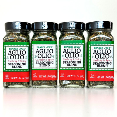 4 Pack Trader Joe's Aglio Olio Garlicky & Spicy Seasoning Blend 1.7 Oz Each
