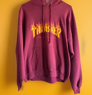 VINTAGE THRASHER MAGAZINE OG FLAMES LOGO SWEATSHIRT 1990 S XL VX1000 SUPREME Y2K