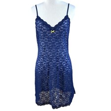 Victoria's Secret Women's Blue Lace Spaghetti Strap Nightie Sz L