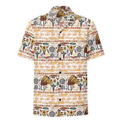 Native Inspired Pattern Floral Hawaiian Shirt