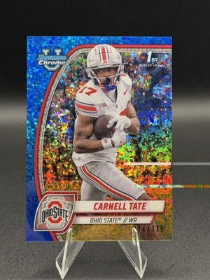 2024 Bowman U Chrome Football Carnell Tate #39 Blue Mini-Diamond Refractor /175