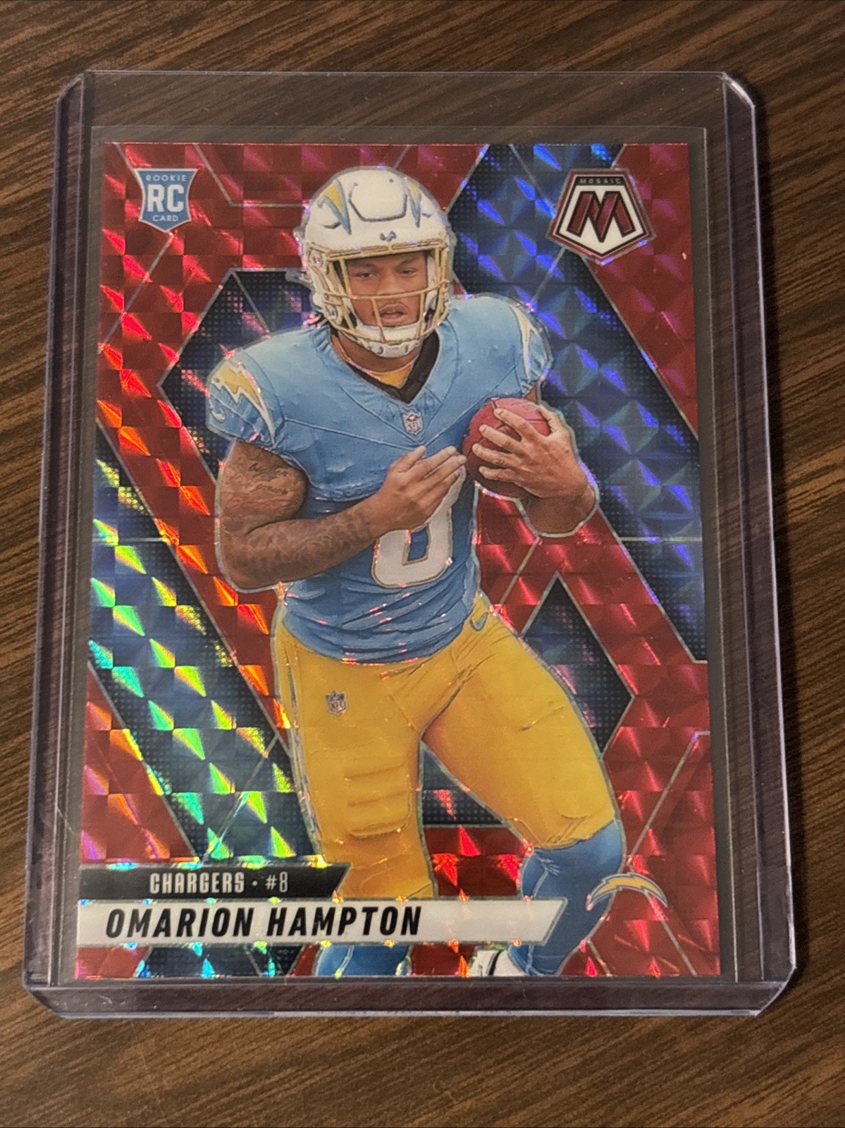 2025 Panini Mosaic Omarion Hampton RC Rookie Red PRIZM SP Chargers #335