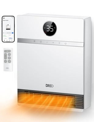 Dreo Smart Elektrische Wandheizung, 28dB Leise Keramik Raumheizkörper für Zuhause, Niedrig