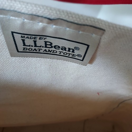 LL Bean Boat & Tote White/Red 14x12x7 Canvas Yacht Camping Beach BAK monogram - Picture 4 of 6