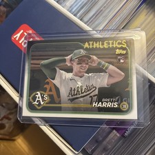 2024 TOPPS UPDATE #US199 BRETT HARRIS SSP GOLDEN MIRROR VARIATION ATHLETICS RC