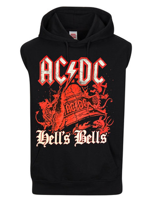 ACDC Hell Bells Heavy Metal Band Men's Black Muscle Hoodie