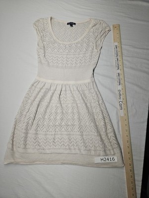 American Eagle Outfitters Women's Small Cream Glitter Knit Dress 