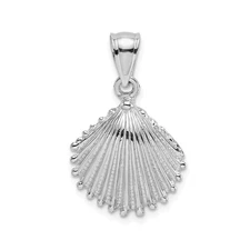 14k White Gold Scallop Shell Pendant Camino Symbol Christian Travel Jewelry Char