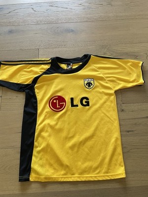 AEK Athens FC Lymperopoulos #33 Soccer Jersey LG Sponsor Yellow Black Greek S