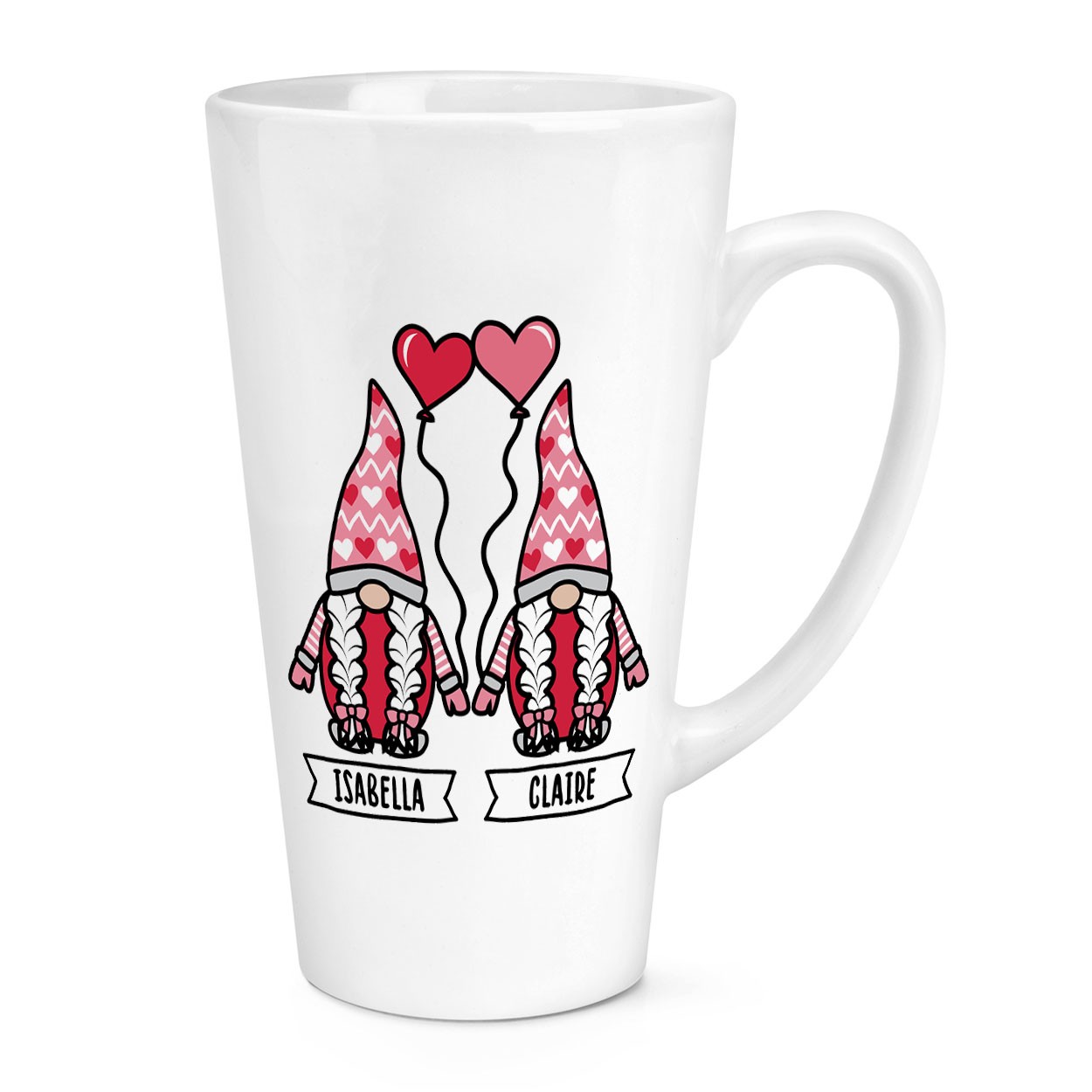 Personalised Gonk Gnome Women Valentins 17oz Large Latte Mug Cup Christmas