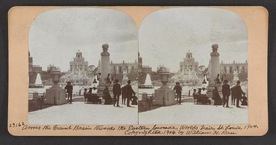 St. Louis MO 1904 World's Fair Grand Basin Eastern Cascade Stereo Print