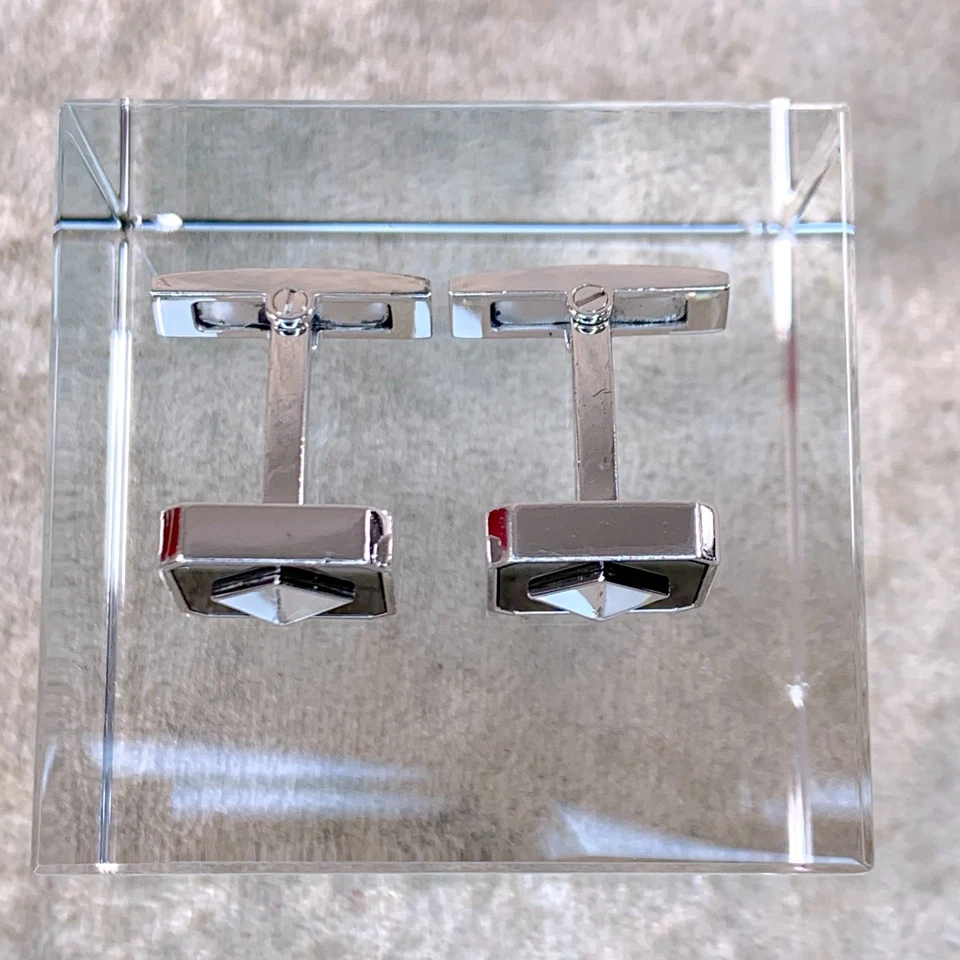 Gemelos Cartier raros de plata de ley 925 pirámide esmalte negro decoración Foto 4 de 4