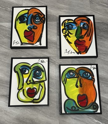 PETER KEIL - FOUR QUALITY PAINTINGS ON CANVAS - SHADOW BOX FRAMES  12 x15 