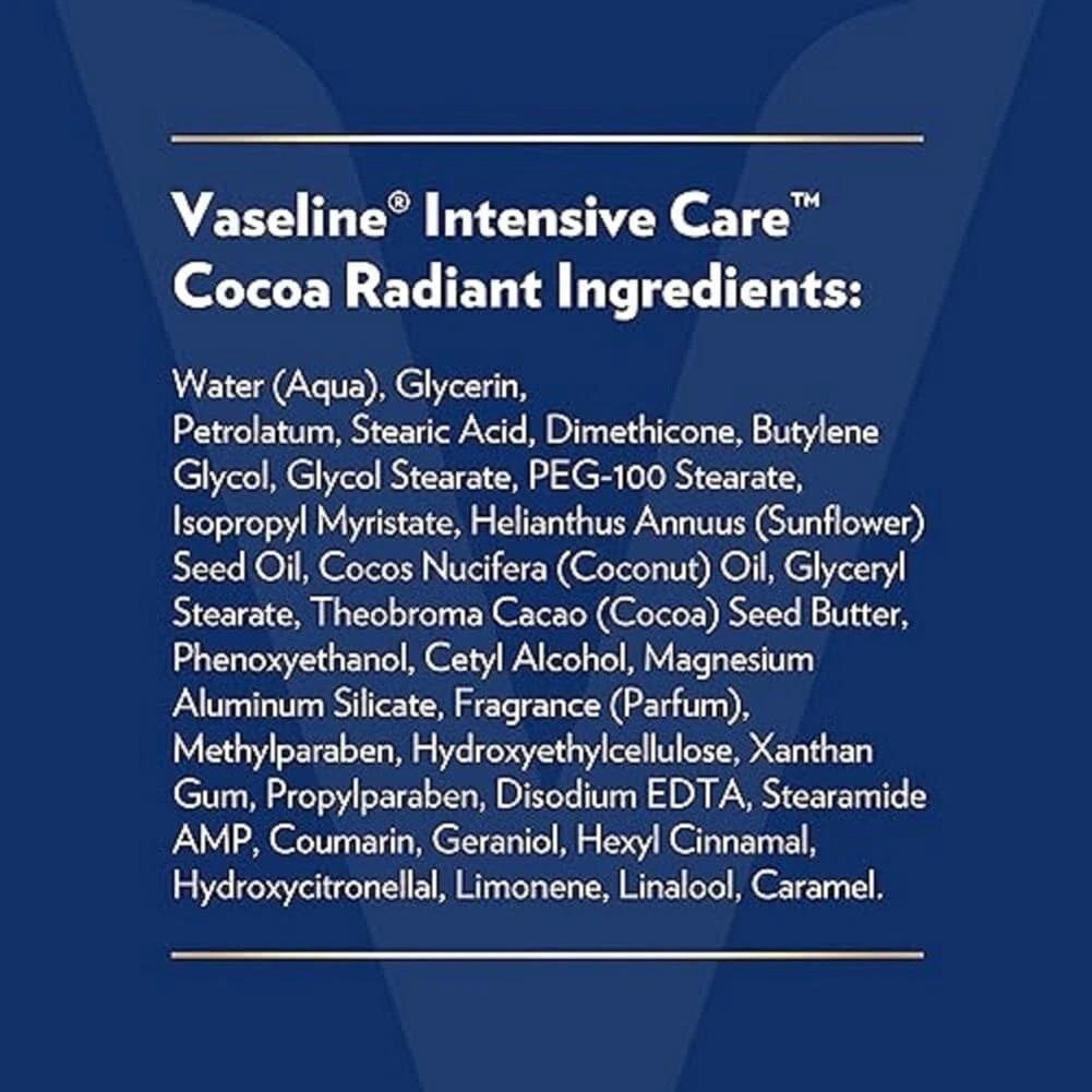3 Vaseline Intensive Care Body Lotion for Dry Skin Cocoa Radiant Lotion 20.3 oz