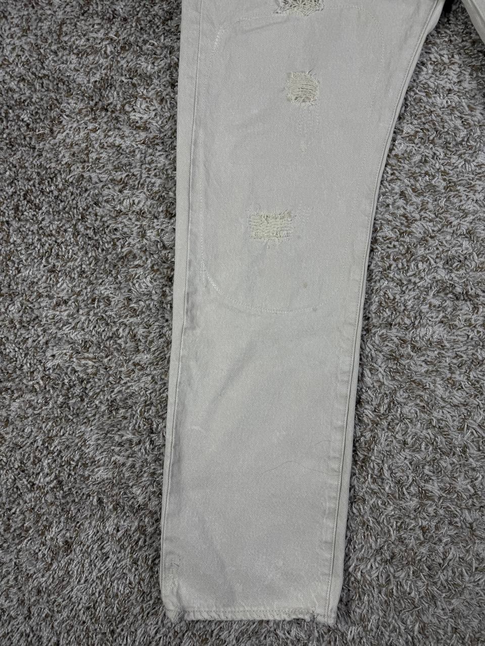 Levi's 501 Distressed Patchwork Denim Light Gray … - image 4