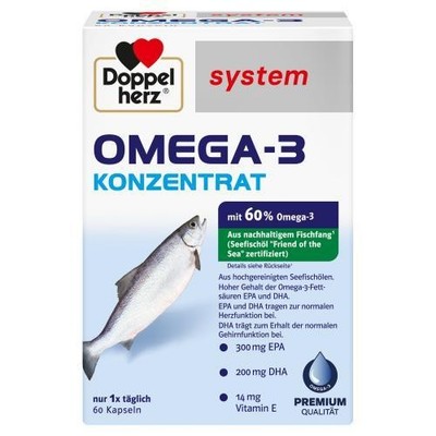 2x DOPPELHERZ Omega-3 Konzentrat system Kapseln 60 ST