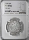 1877-S  50C LIBERTY SEATED HALF DOLLAR NGC VF DETAILS "CLEANED" #8405241-028