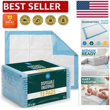 Disposable Underpads 15 Count 23'' x 36'' Comfort, Clean, Convenient
