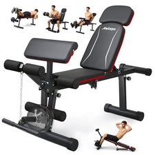 Upgraded Adjustable Weight Bench with Leg Extension and Leg Curl, 9 Back